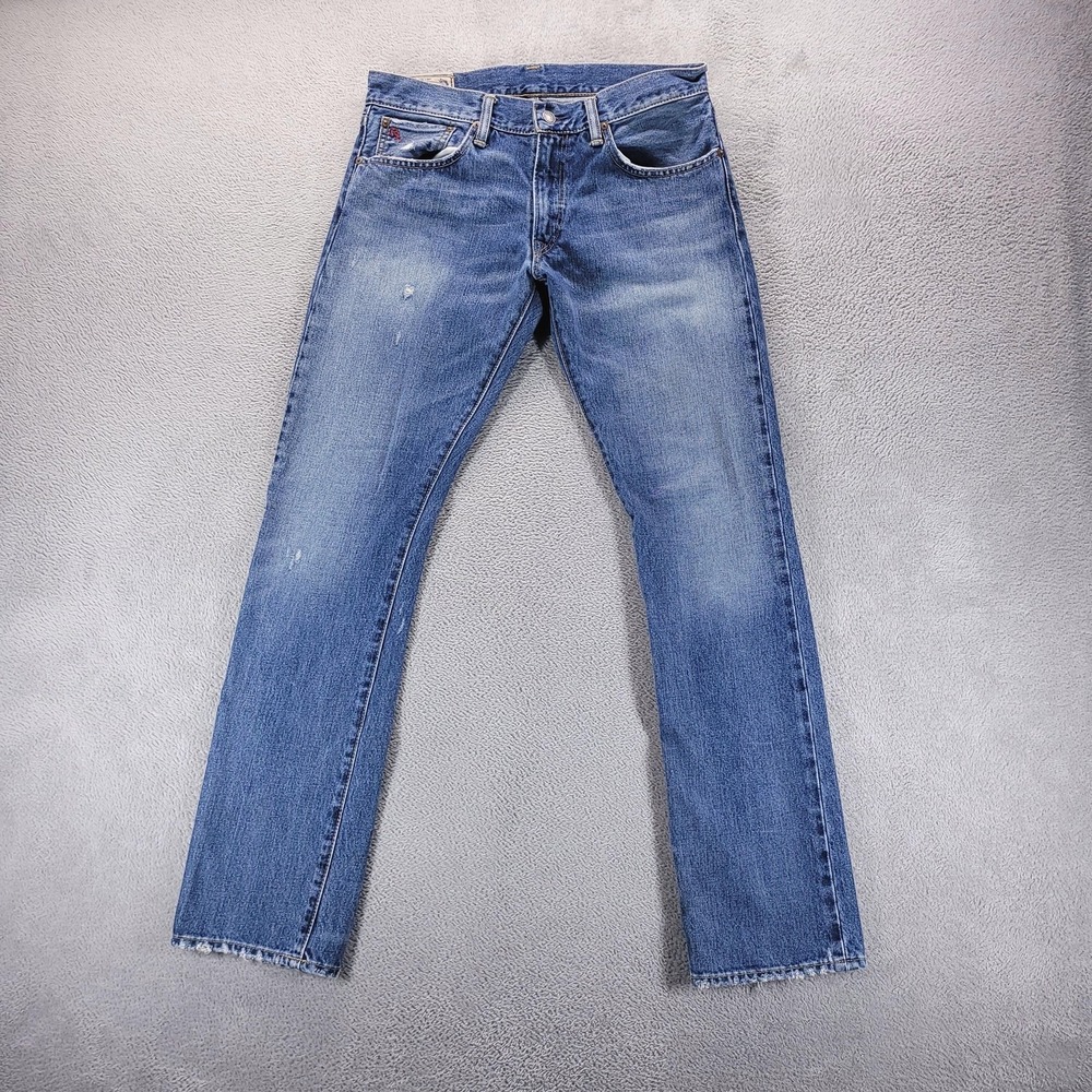 Polo Ralph Lauren Jeans Mens 32x32 Blue Varick Slim Straight Distressed Faded